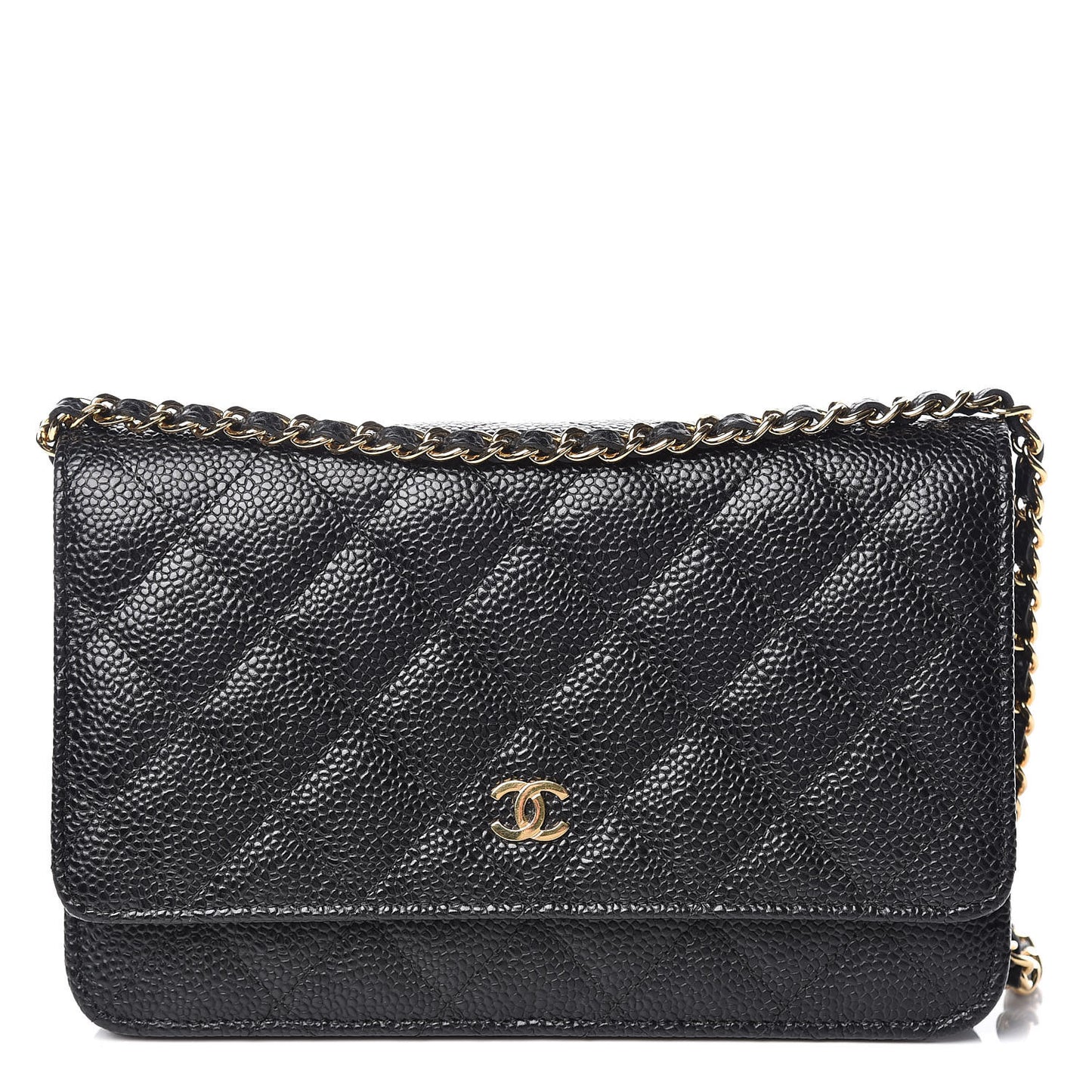 Caviar Quilted Wallet On Chain WOC Black