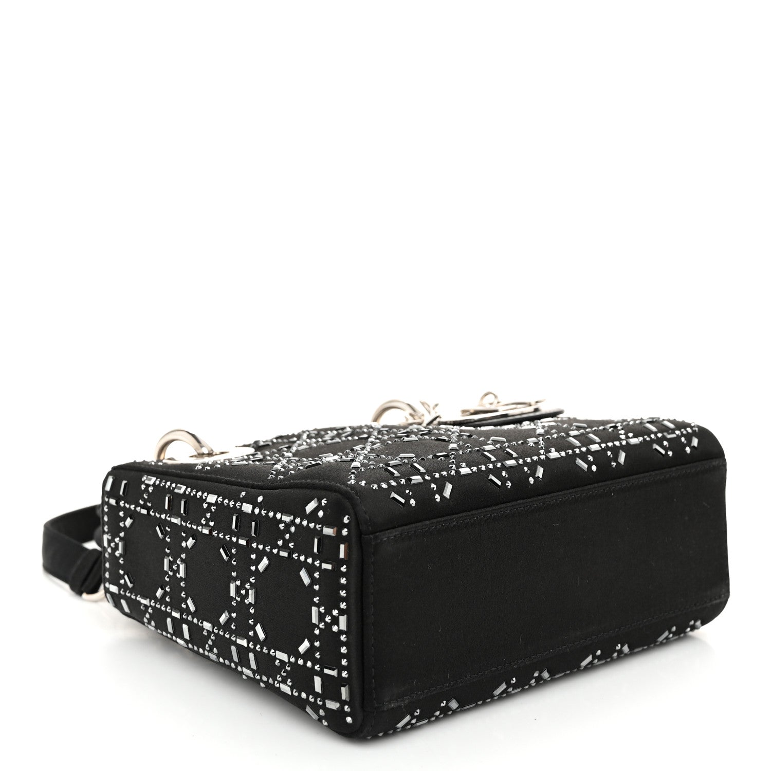 Christian Dior Satin Crystal Cannage Mini Lady Dior Black 4 of 9