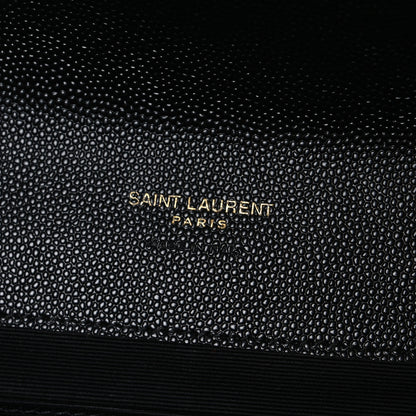 Saint Laurent Grain De Poudre Textured Mixed Matelasse Triquilt Monogram Clutch Black 6 of 10