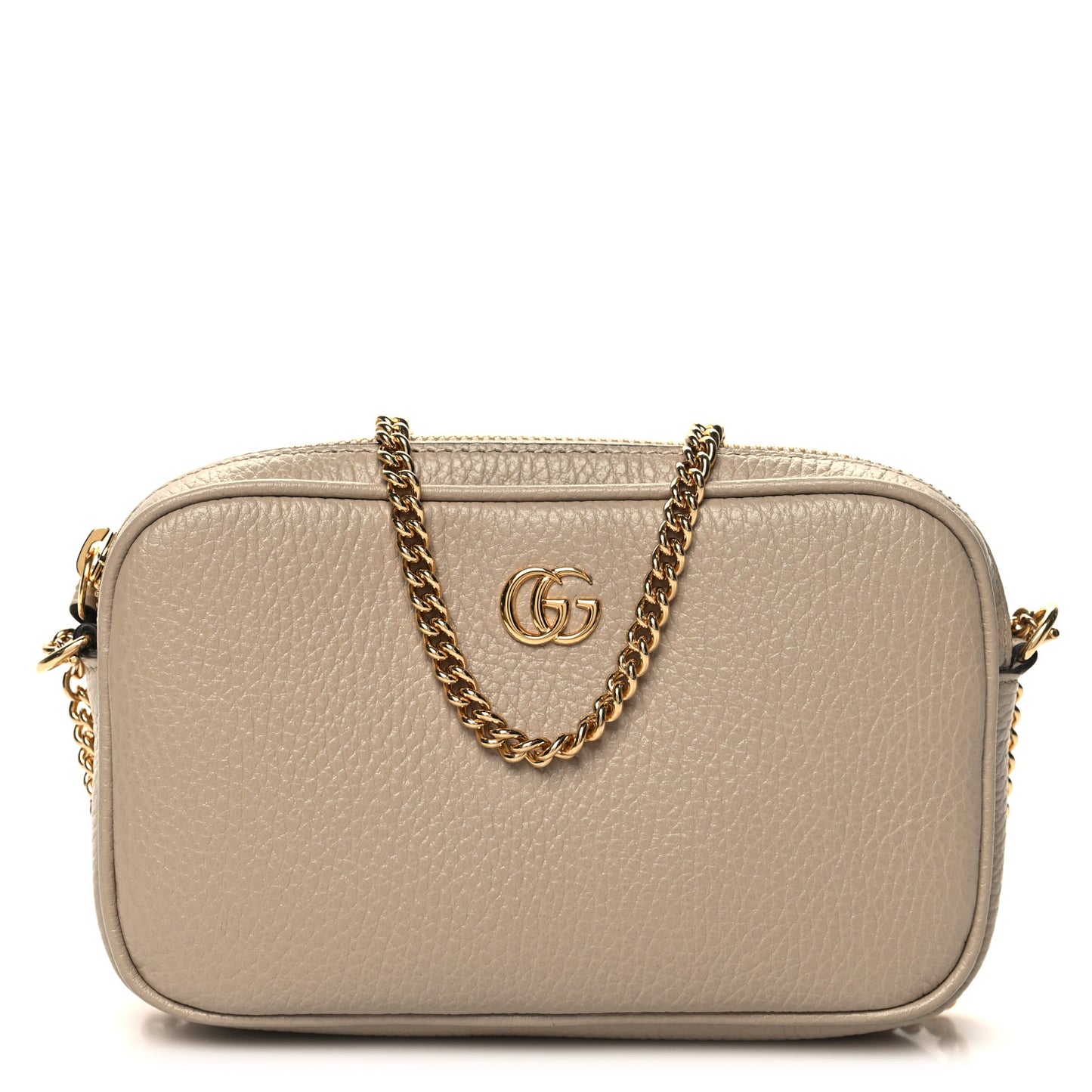 Dollar Calfskin Super Mini GG Marmont Chain Shoulder Bag Beige