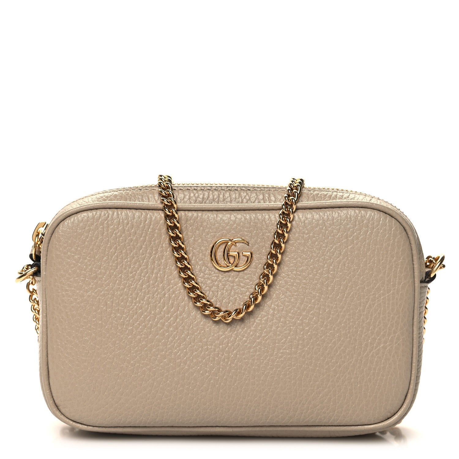 Gucci Dollar Calfskin Super Mini GG Marmont Chain Shoulder Bag Beige 1 of 11