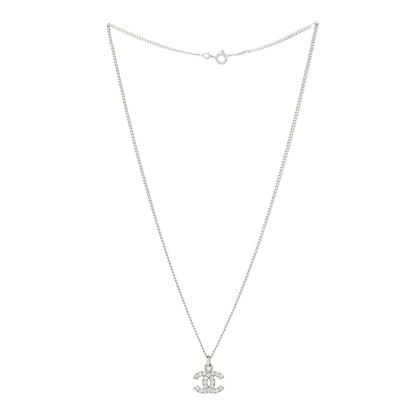 Crystal CC Pendant Necklace Silver