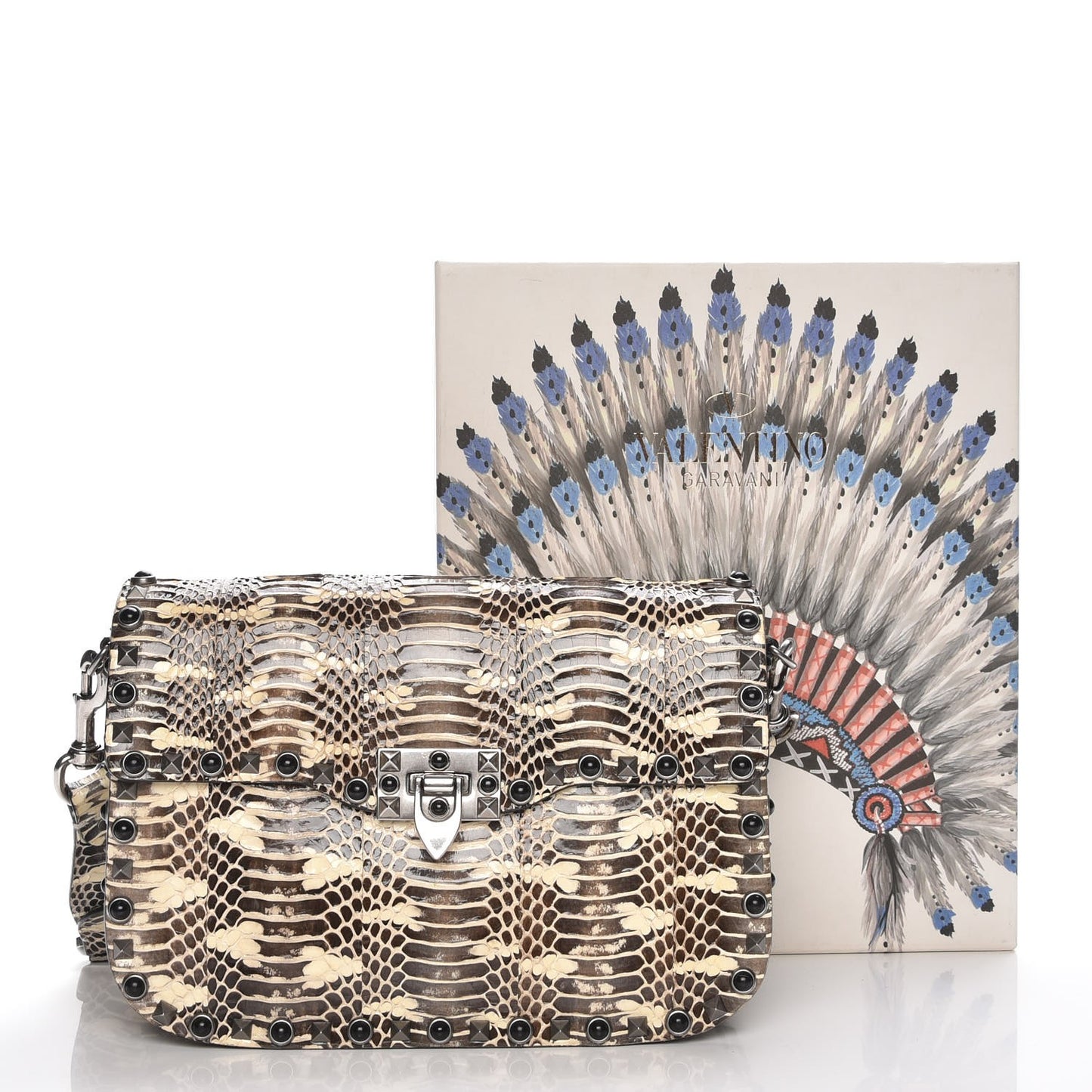 Roccia Watersnake Medium Guitar Strap Rockstud Rolling Flap Saddle Bag