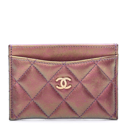 Chanel Iridescent Lambskin Quilted Card Holder Purple 2 of 24