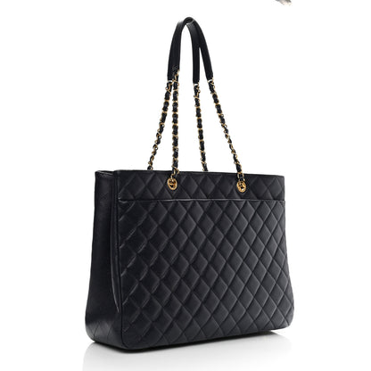 Chanel Caviar Quilted Large CC Shopping Tote Navy 3 of 11
