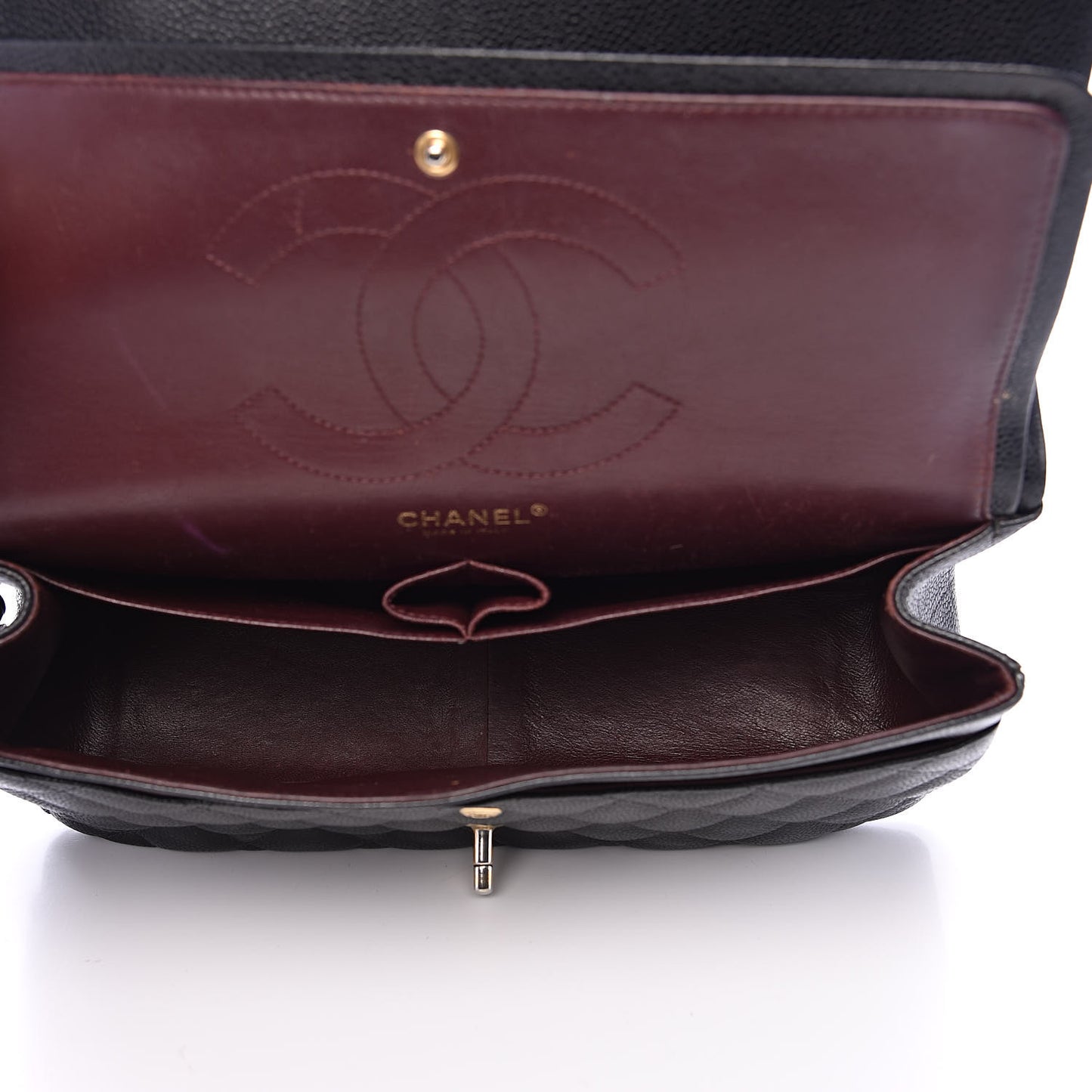 Caviar Quilted Jumbo Double Flap Black