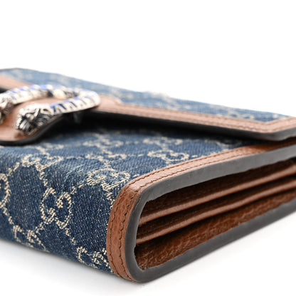 Gucci New Denim GG Monogram Dollar Calfskin Enamel Mini Dionysus Chain Wallet Blue Tea Cuir Epilog Electric Blue 10 of 10