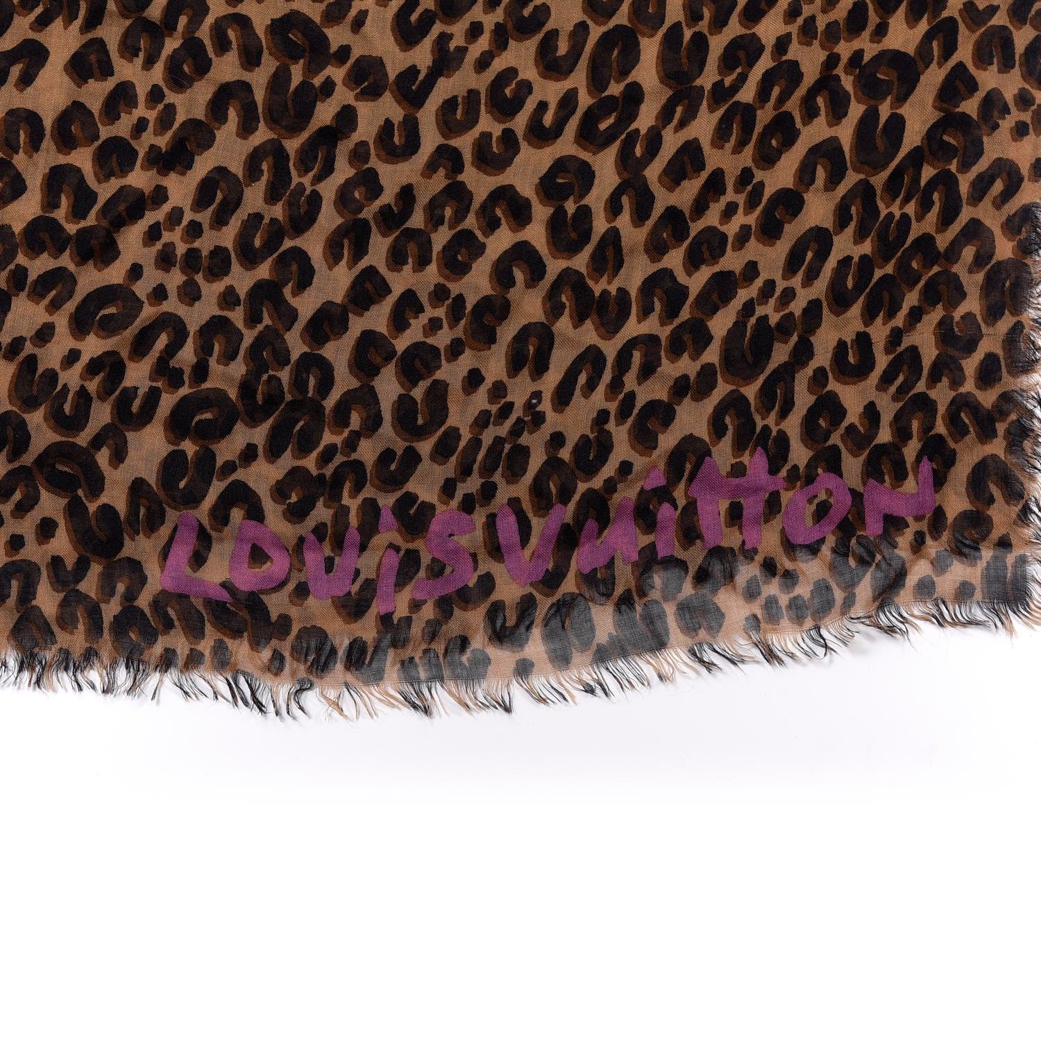 Louis Vuitton Cashmere Silk Leopard Etole Stole Marron 4 of 5