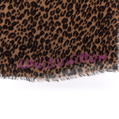 Louis Vuitton Cashmere Silk Leopard Etole Stole Marron 4 of 5