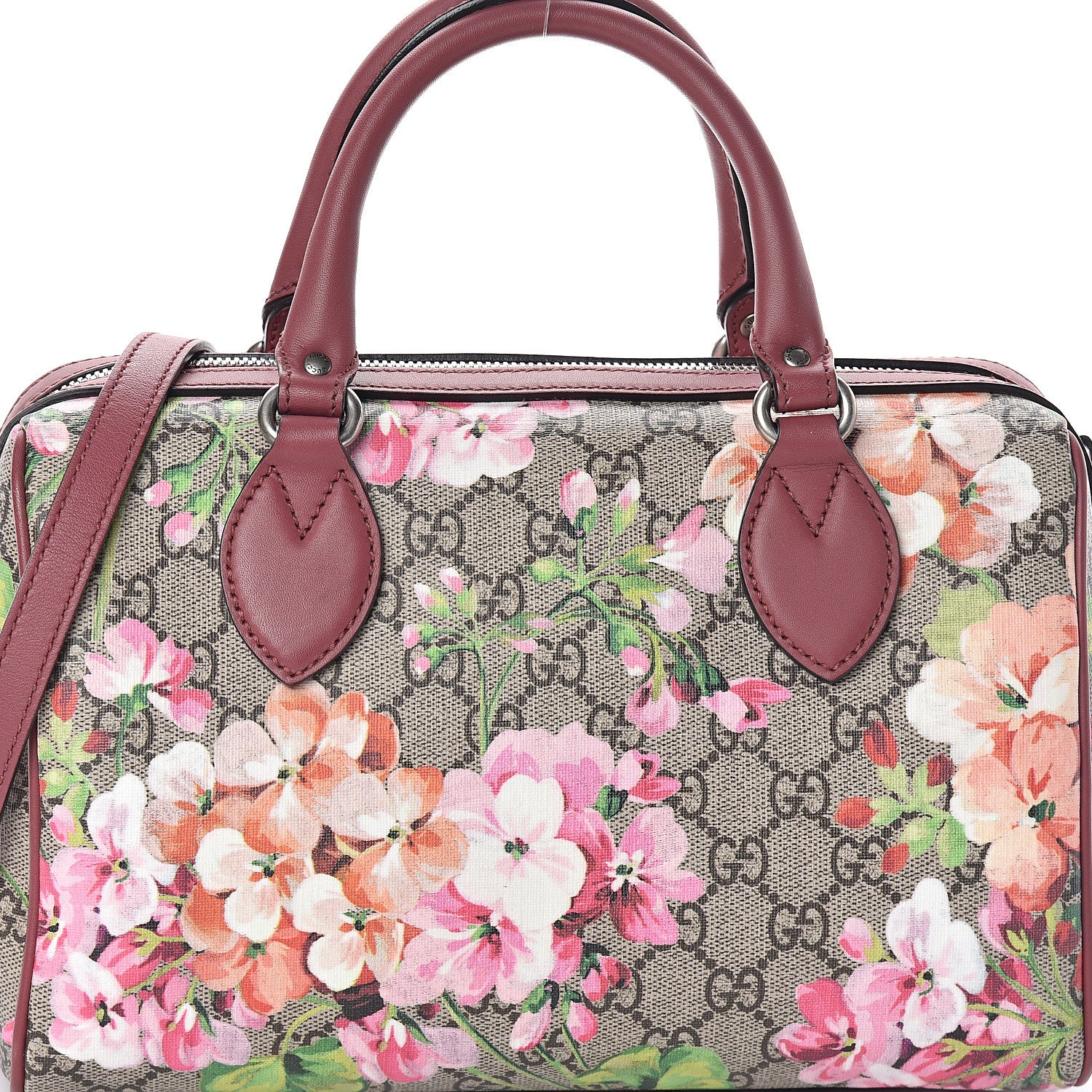 Gucci GG Supreme Monogram Blooms Small Boston Beige Multicolor Dry Rose 7 of 9