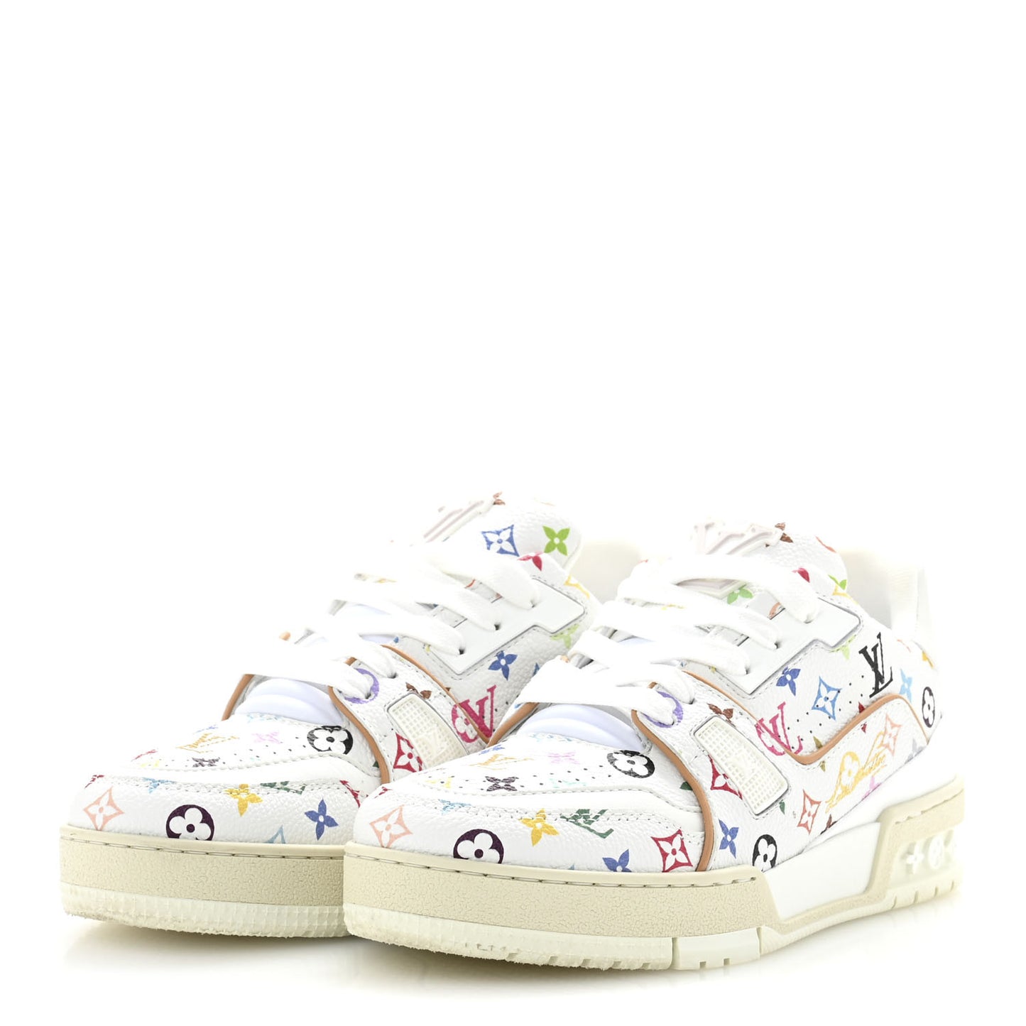 LV X TM Calfskin Monogram Multicolor Womens LV Trainer Sneakers 36 White