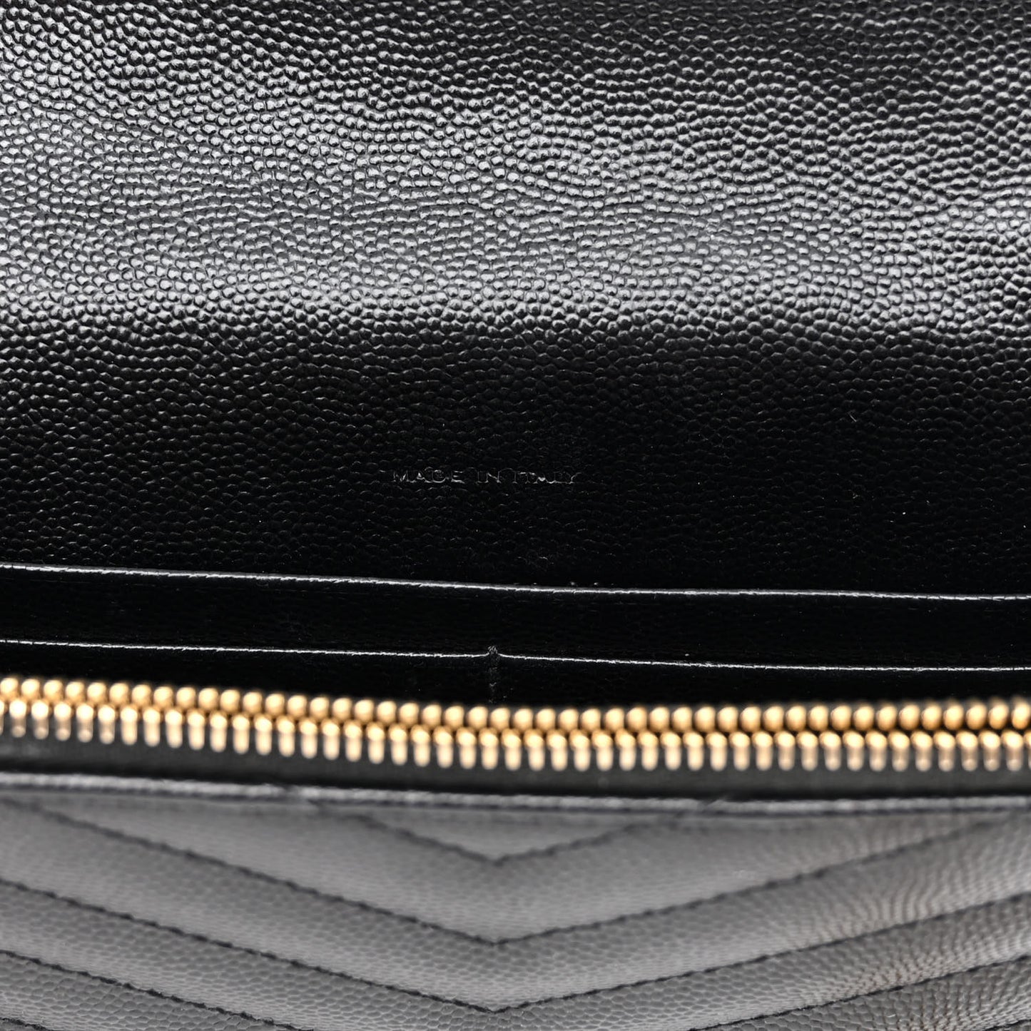 Grain De Poudre Matelasse Chevron Monogram Envelope Chain Wallet Black