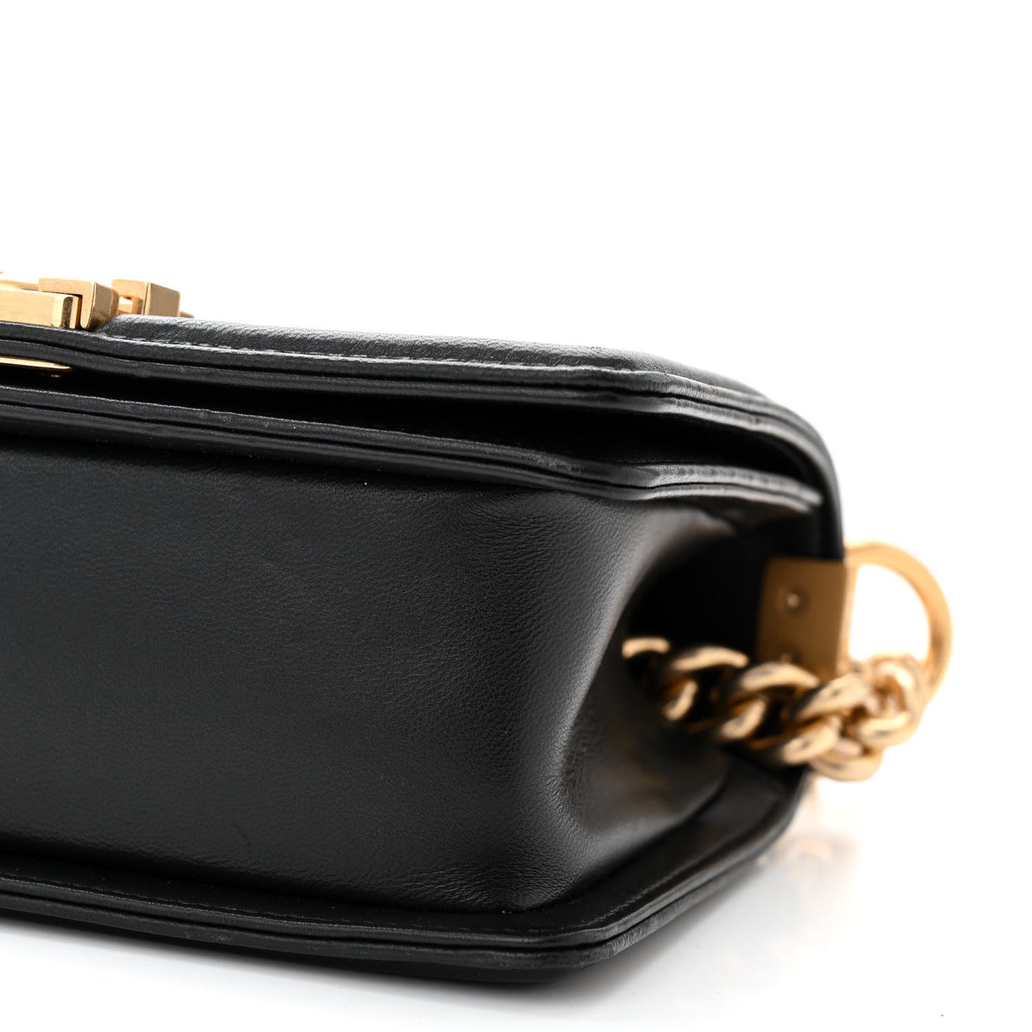 Lambskin Quilted Small Boy Flap Black