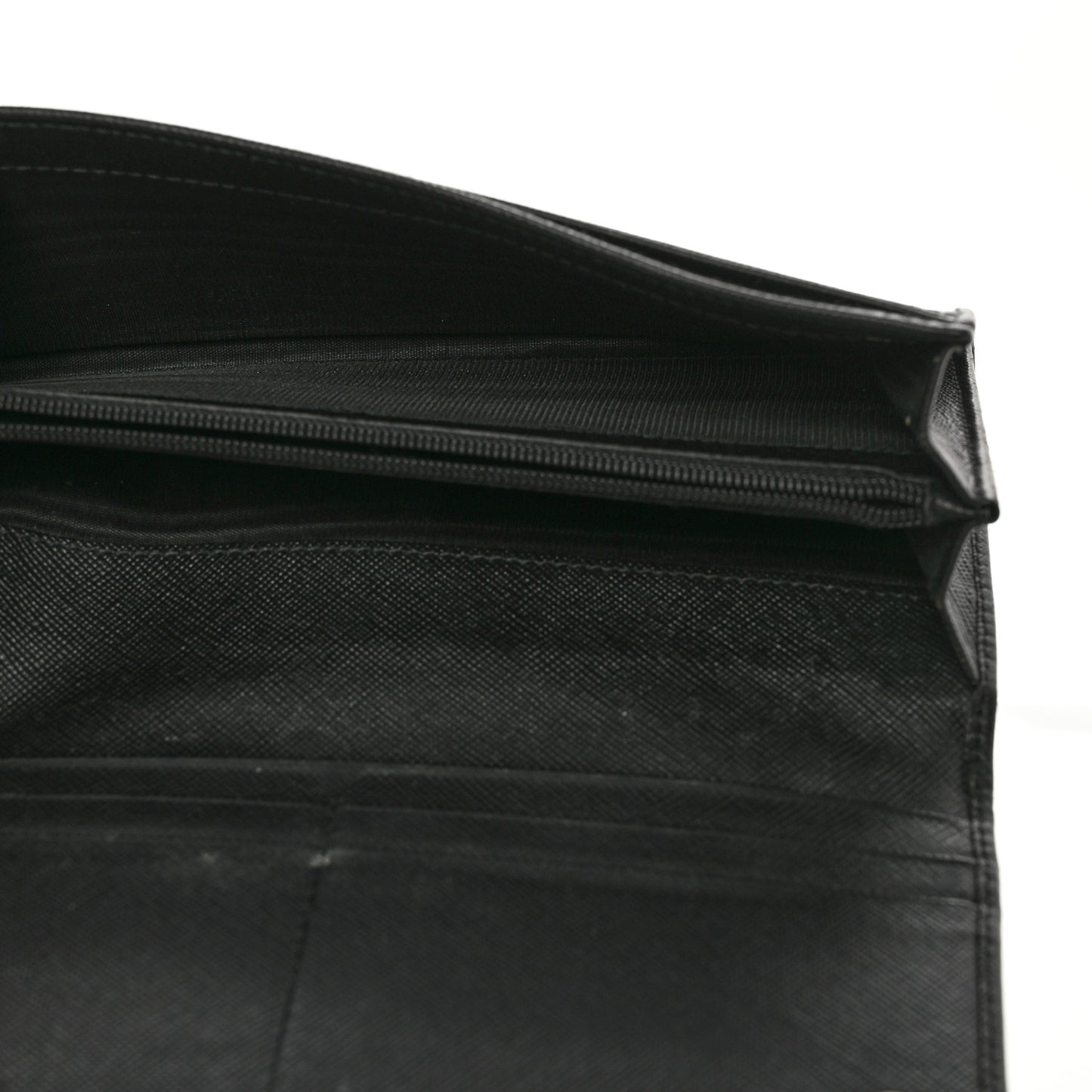 Saffiano Triangle Continental Flap Wallet Black