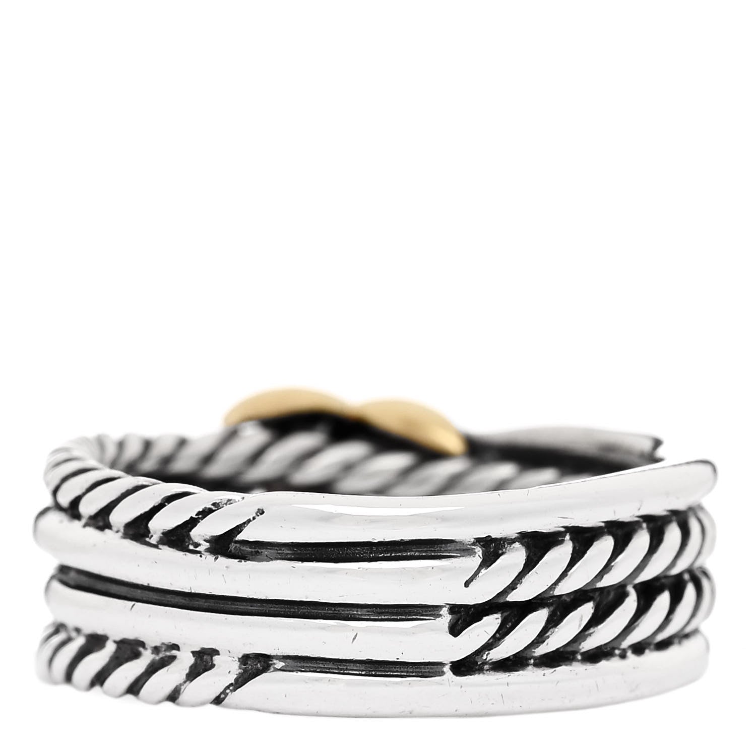 David Yurman Sterling Silver 18K Yellow Gold 6mm X Crossover Ring 47 4 3 of 4