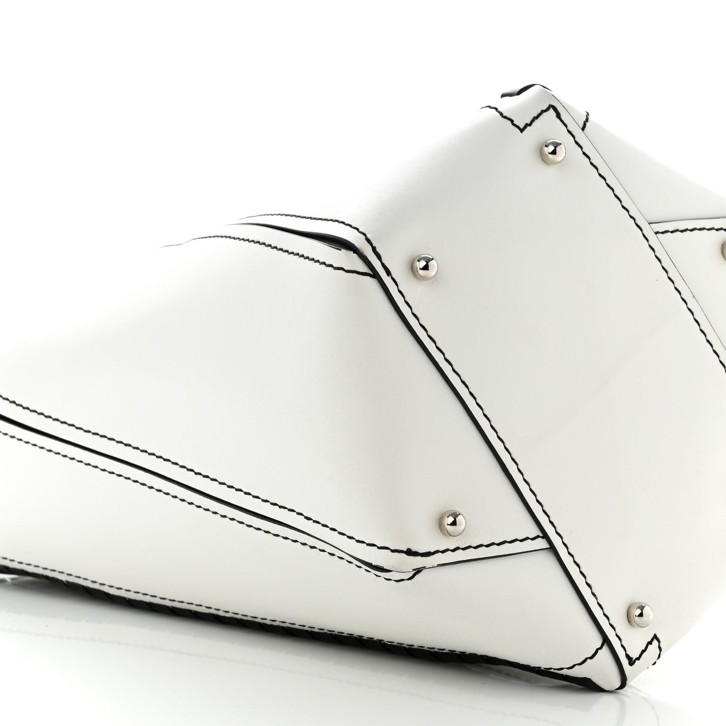 Smooth Calfskin Medium Hex Bucket Bag Black White