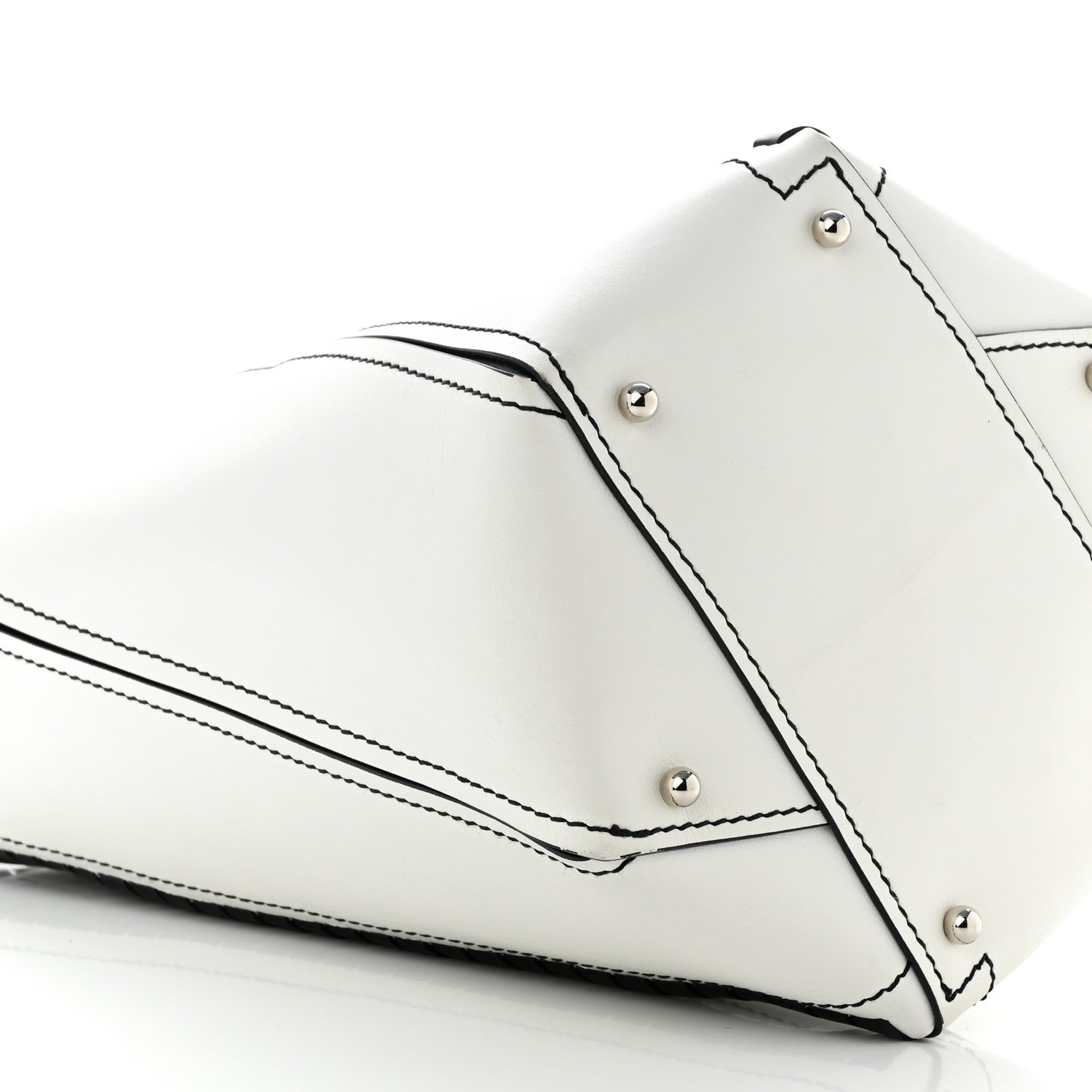Proenza Schouler Smooth Calfskin Medium Hex Bucket Bag Black White 9 of 12
