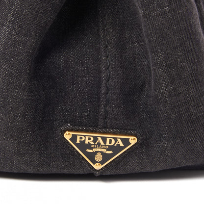 Prada Denim Logo Tote Black 7 of 9