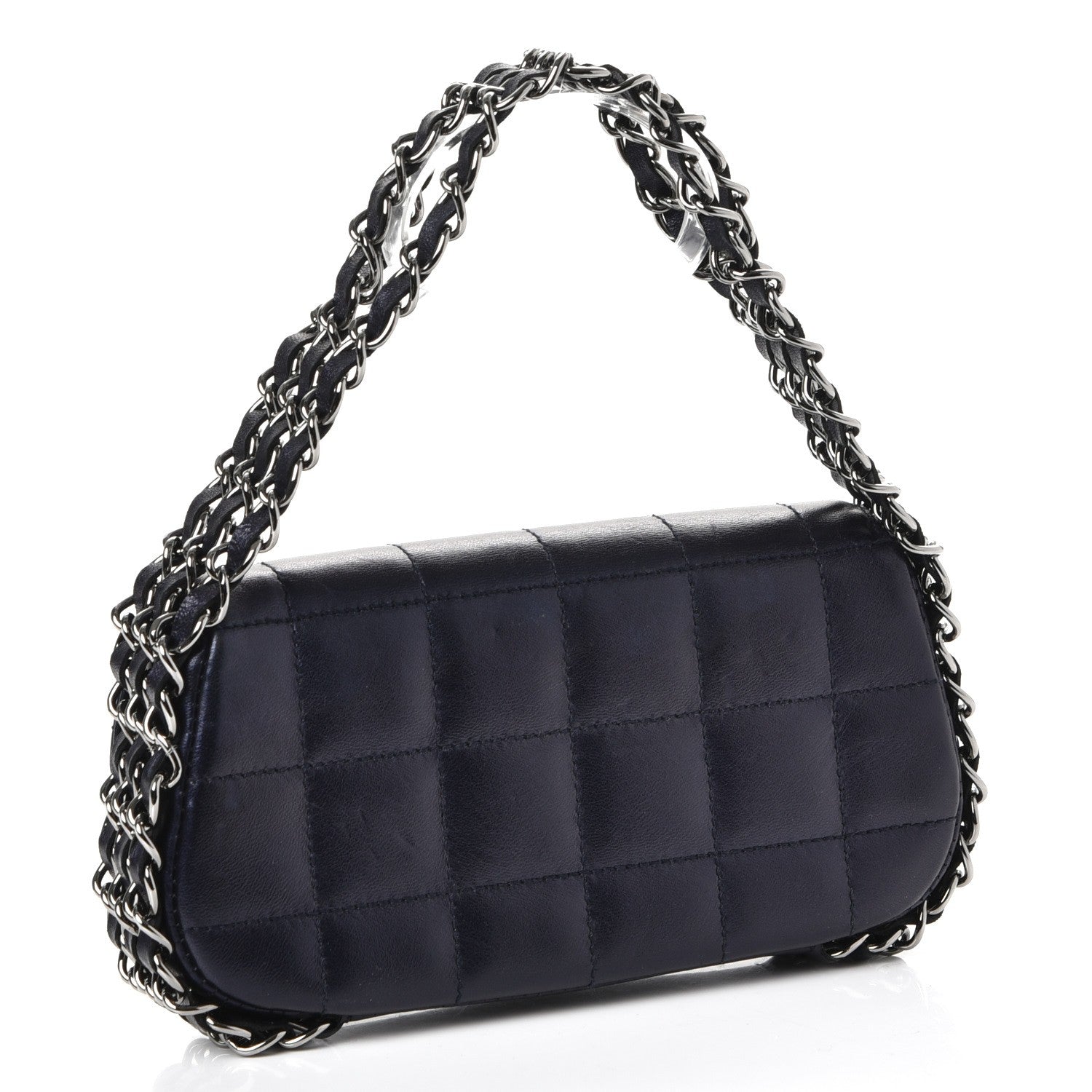 Chanel Lambskin Quilted Chocolate Bar 3 Chain Flap Navy 3 of 7