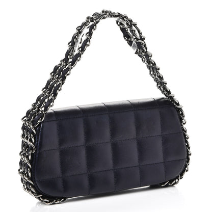 Chanel Lambskin Quilted Chocolate Bar 3 Chain Flap Navy 3 of 7