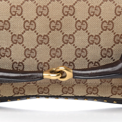 Gucci Monogram Studded Large Horsebit Clutch Dark Brown 10 of 12