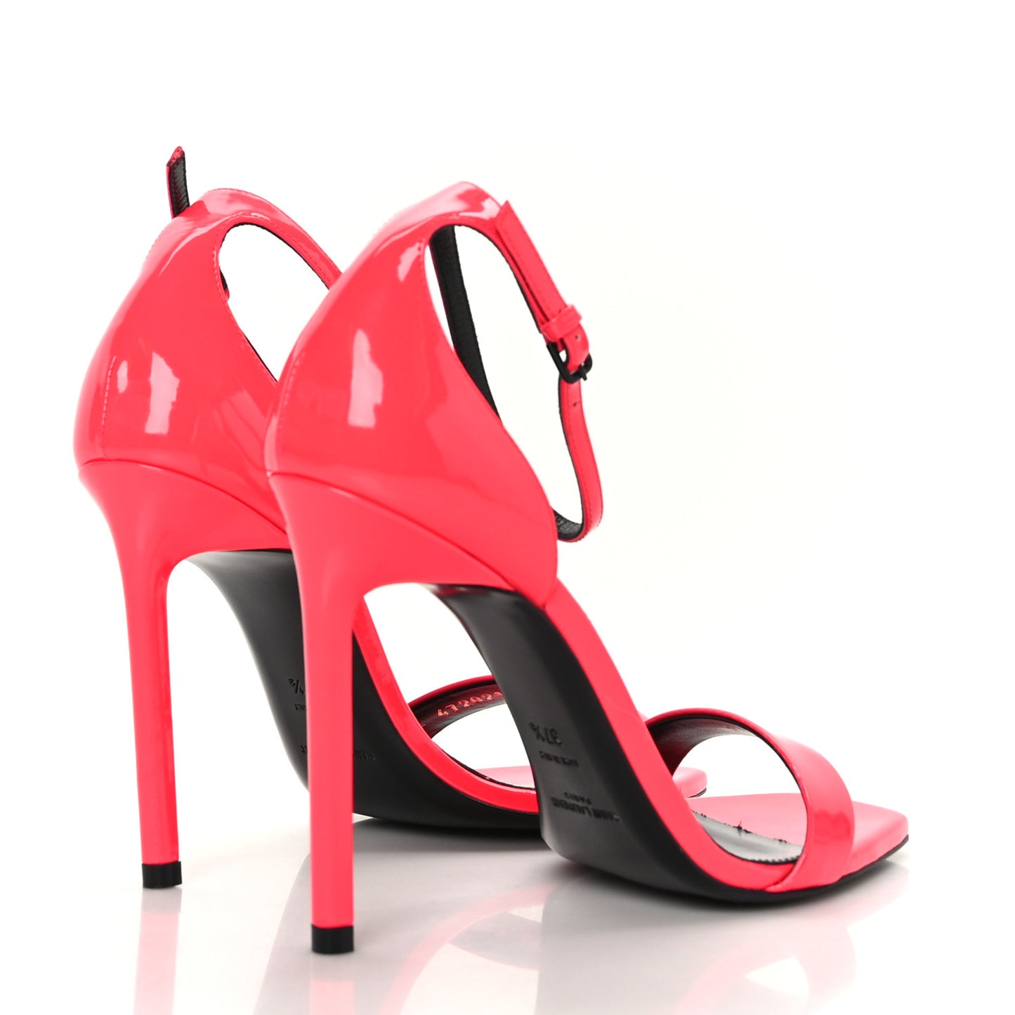 Patent Calfskin Amber 105 Ankle Strap Sandals 37.5 Fuchsia Fluo