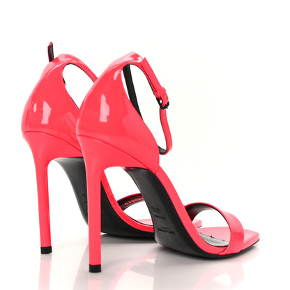 Saint Laurent Patent Calfskin Amber 105 Ankle Strap Sandals 37.5 Fuchsia Fluo 4 of 7