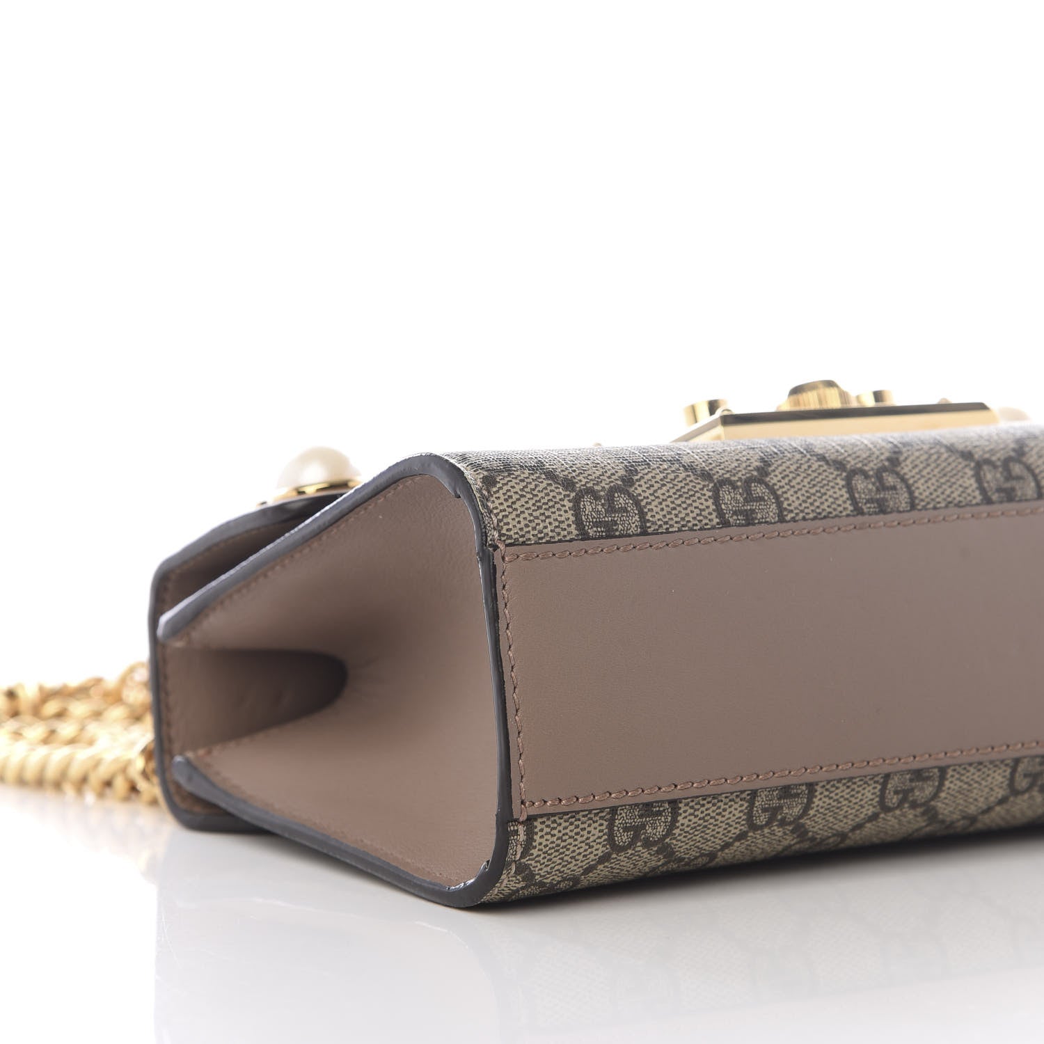 Gucci GG Supreme Monogram Studded Small Padlock Shoulder Bag Porcelain Rose 7 of 9