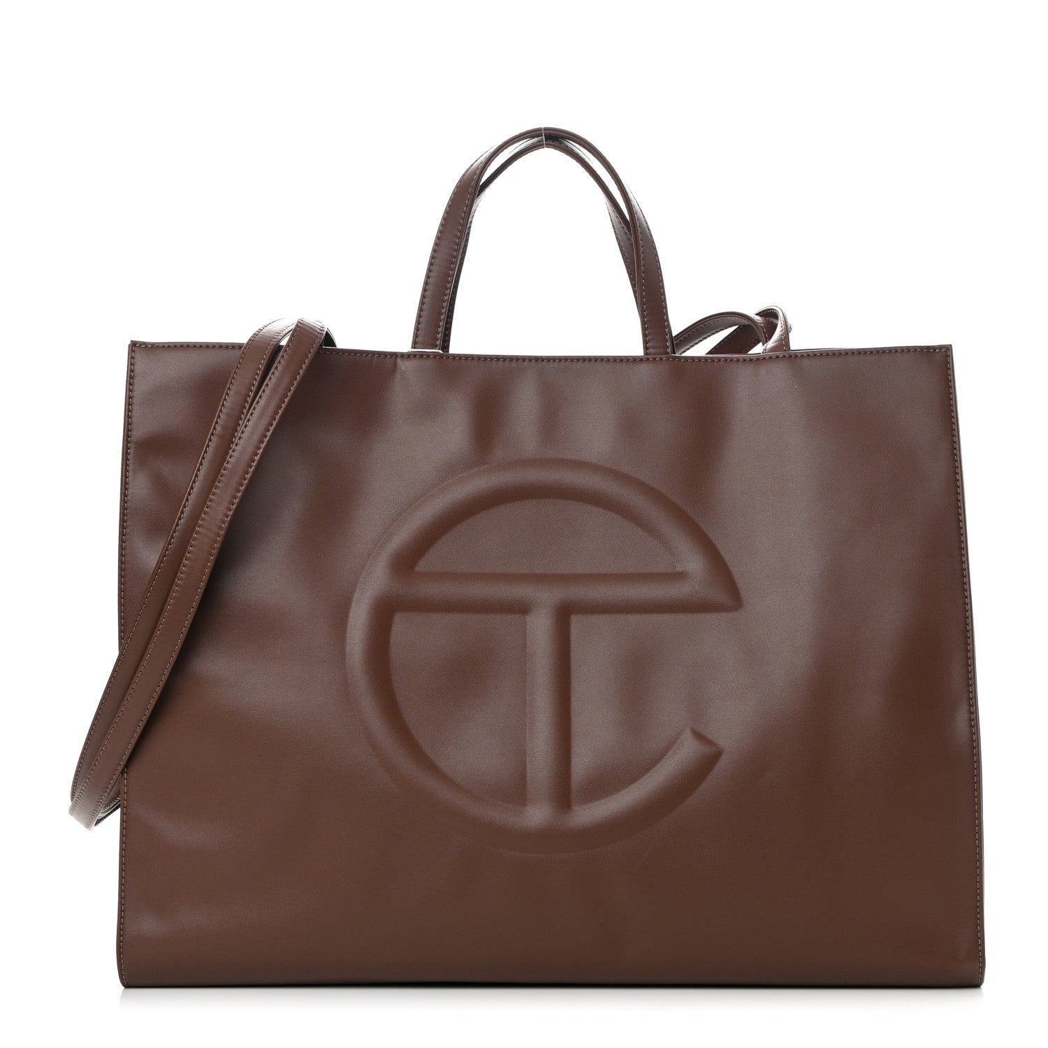 Telfar Vegan Leather Large Shopping Bag Chocolate 1 of 11