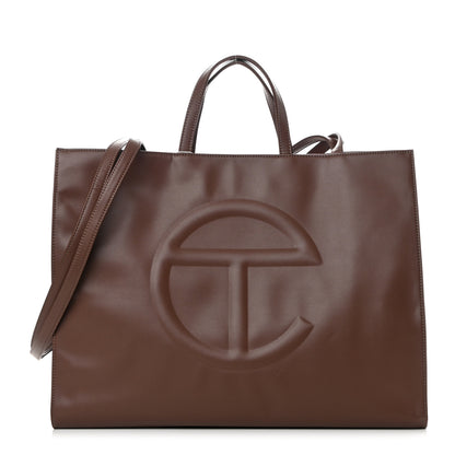 Telfar Vegan Leather Large Shopping Bag Chocolate 1 of 11