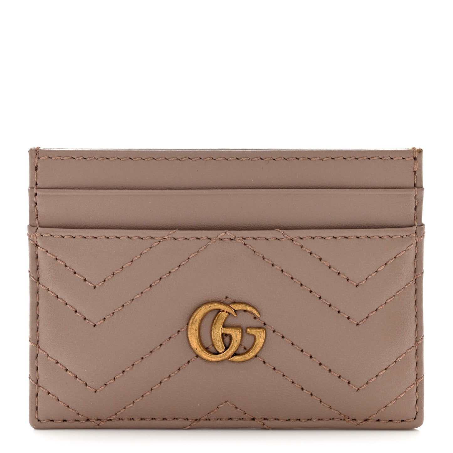 Calfskin Matelasse GG Marmont Card Holder Porcelain Rose