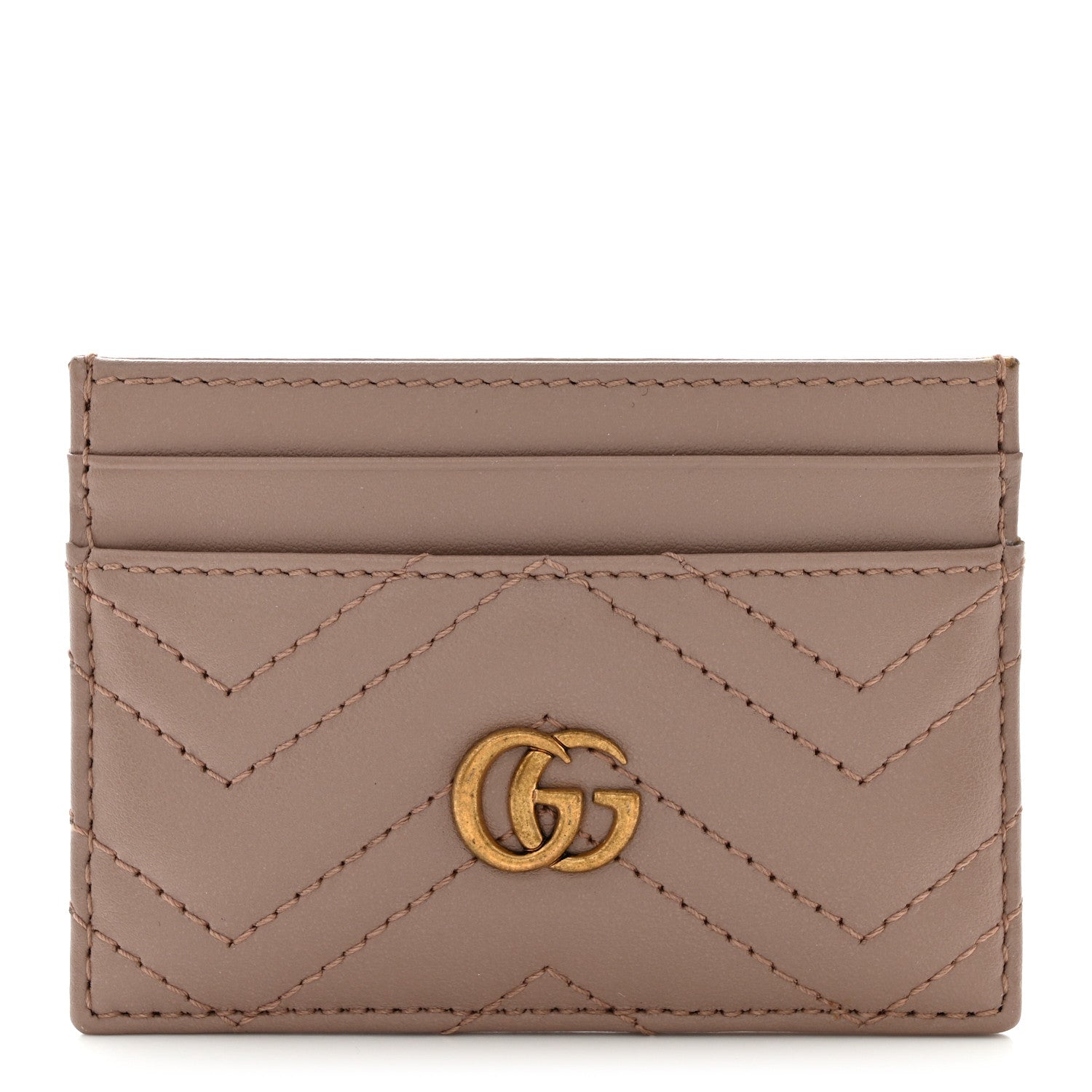 Gucci Calfskin Matelasse GG Marmont Card Holder Porcelain Rose 1 of 7