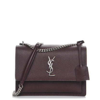 Saint Laurent Grained Calfskin Medium Monogram Sunset Bordeaux 1 of 7