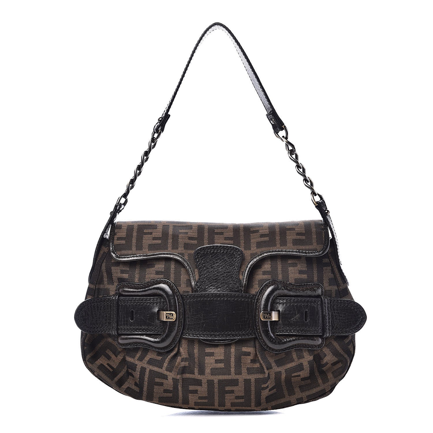 Fendi Zucca B Bis Flap Bag Tobacco Castagna 1 of 15