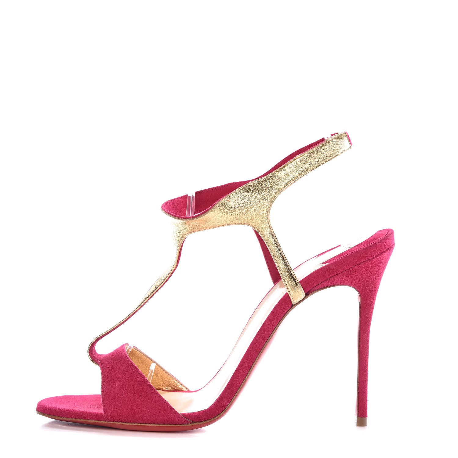 Christian Louboutin Suede Nappa Morphetina 100 T-Strap Sandals 38 Rosa Gold 1 of 8