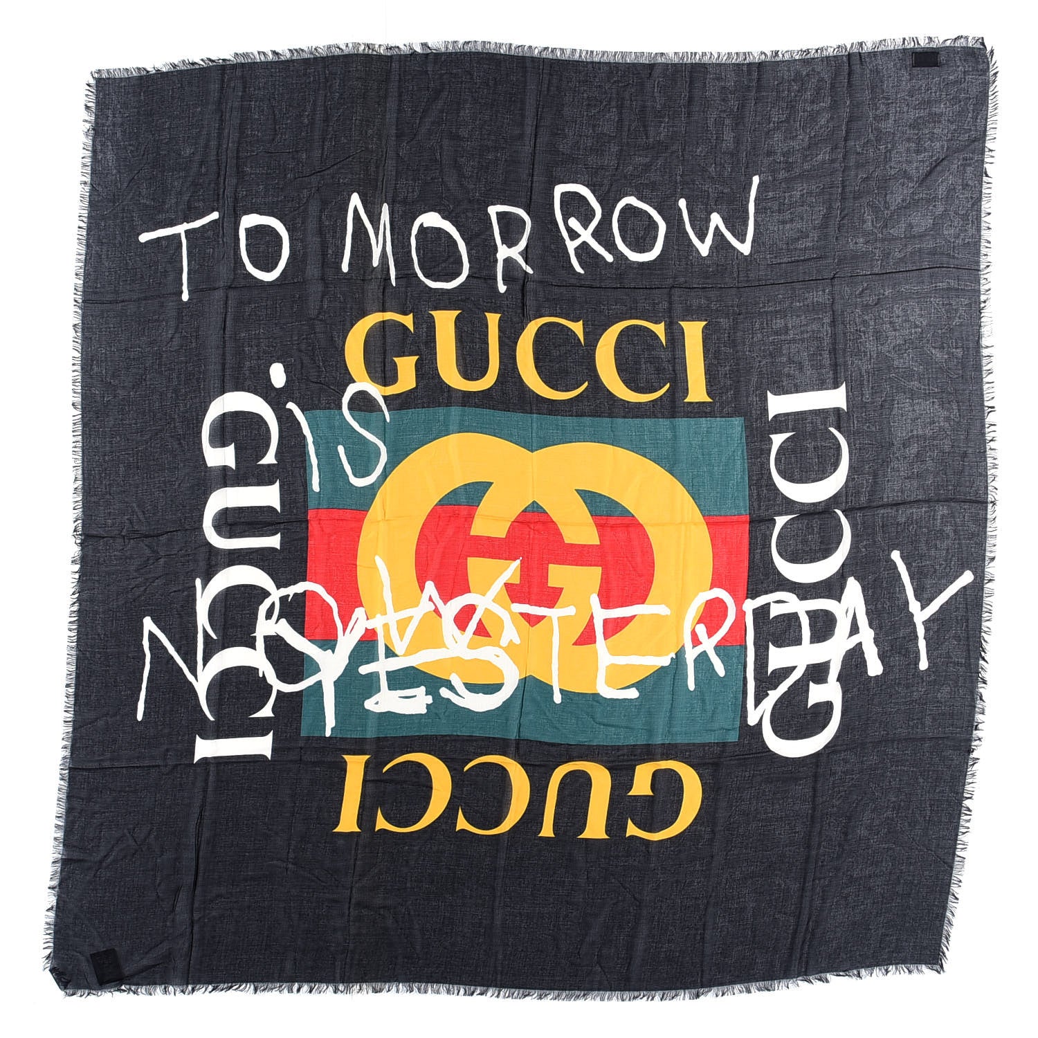 Gucci Modal Silk Coco Capitan Logo Square Scarf Black 1 of 3
