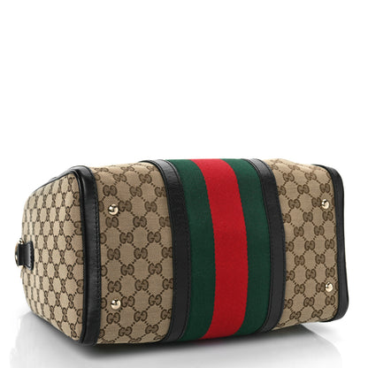 Gucci Monogram Vintage Web Medium Boston Dark Brown 4 of 10