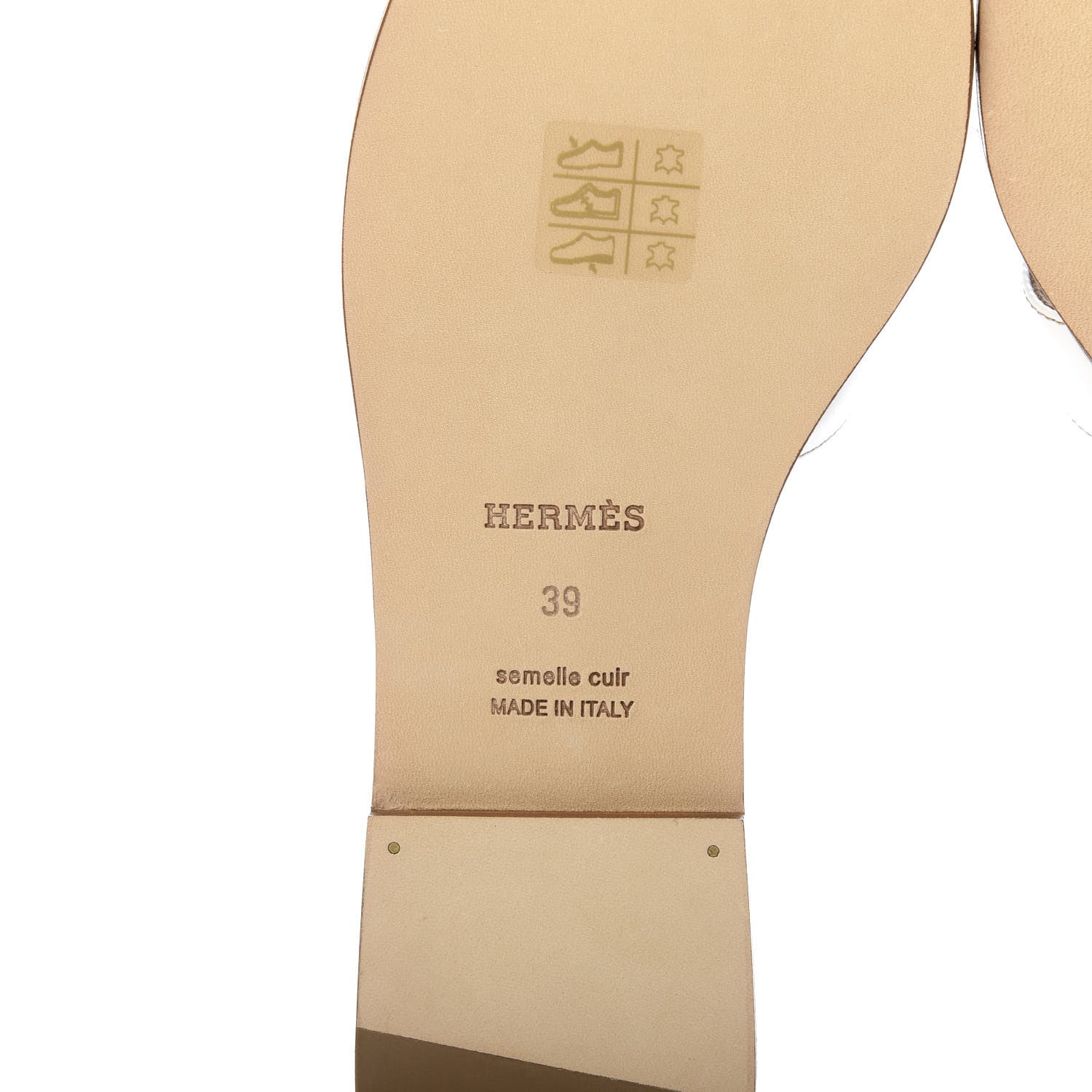 Hermes Box Calfskin Oran Sandals 39 White 7 of 10