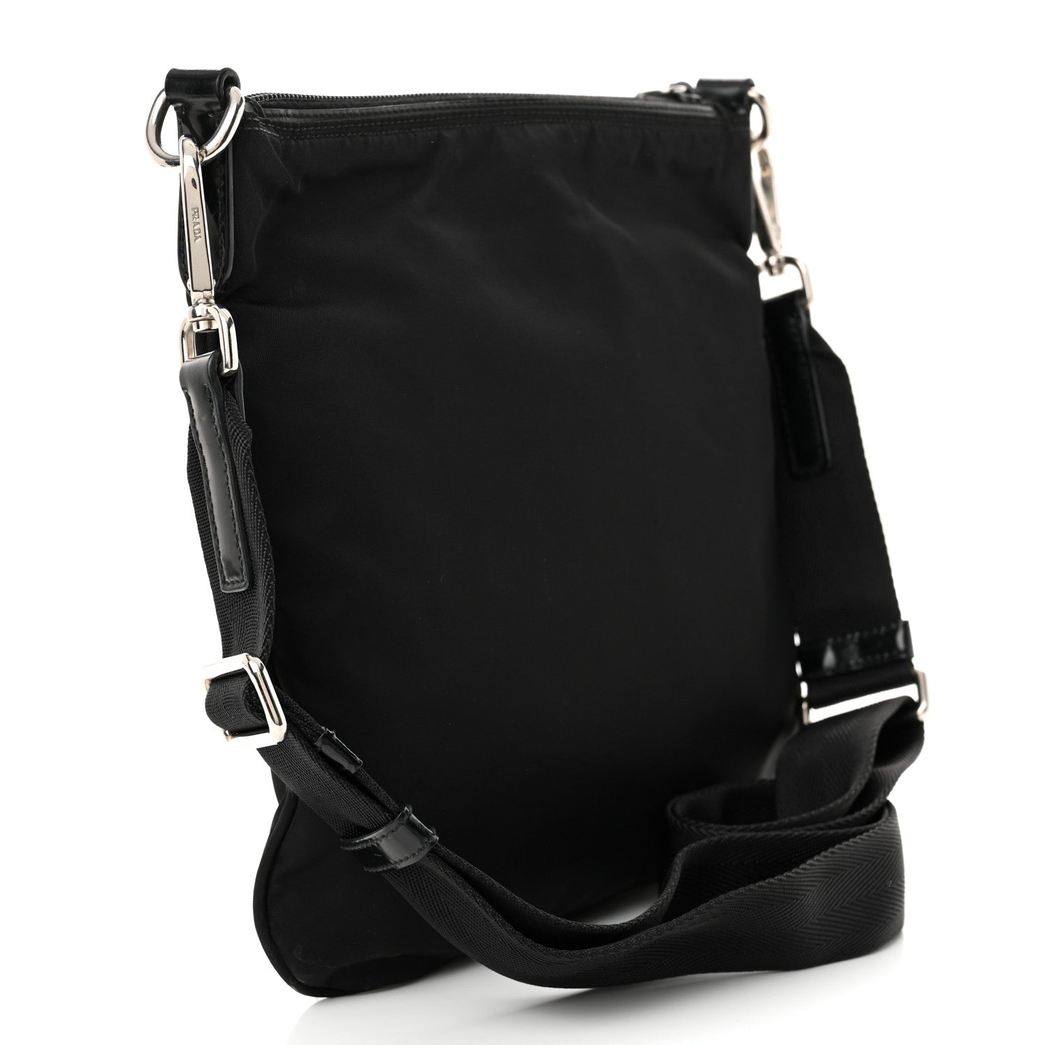 Prada Tessuto Nylon Saffiano Flat Messenger Bag Black 3 of 10