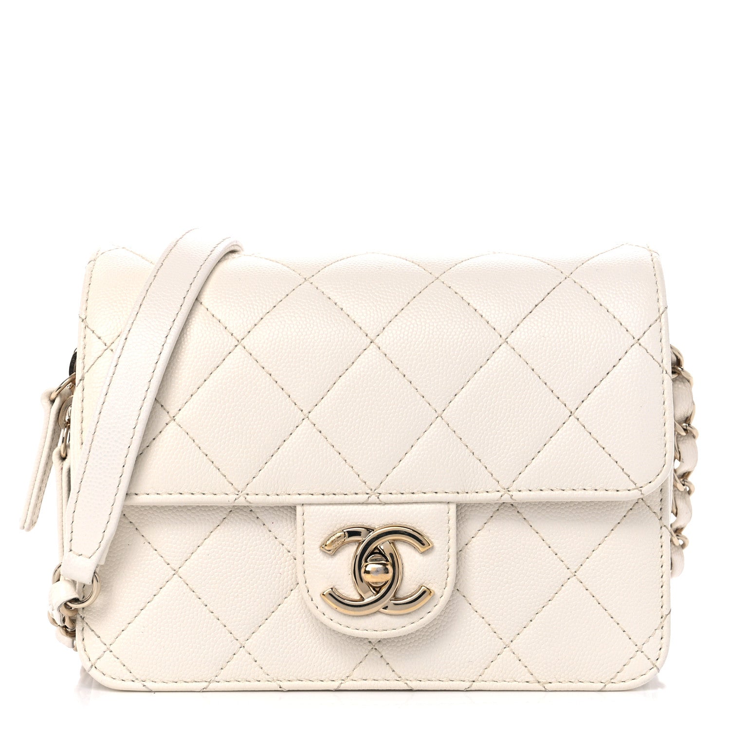 Chanel Caviar Quilted Like A Wallet Flap White 1 of 11