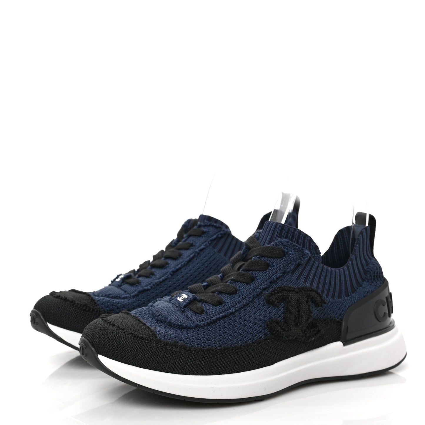 Fabric Logo Sneakers 37 Navy Black