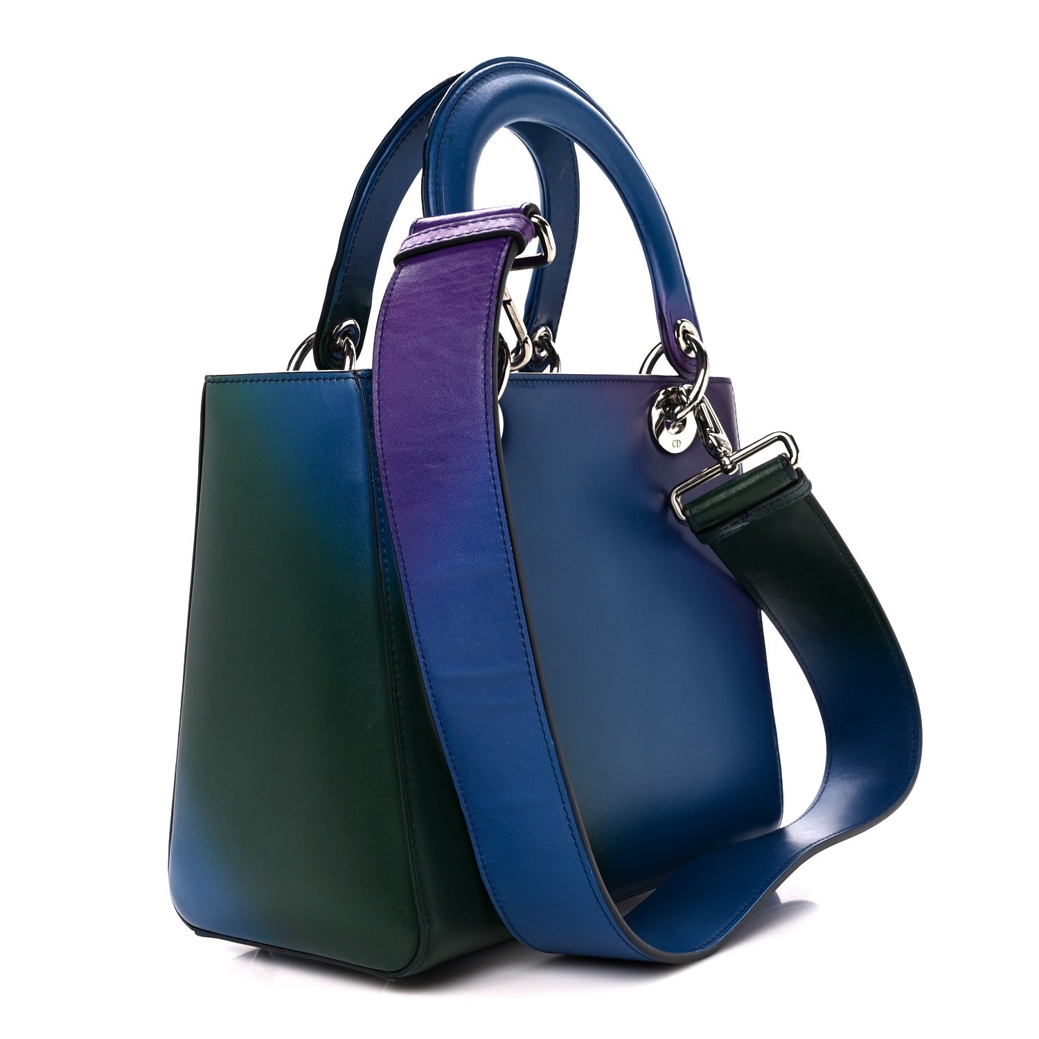 Christian Dior Box Calfskin Gradient Medium Lady Dior Purple Blue Green 3 of 11