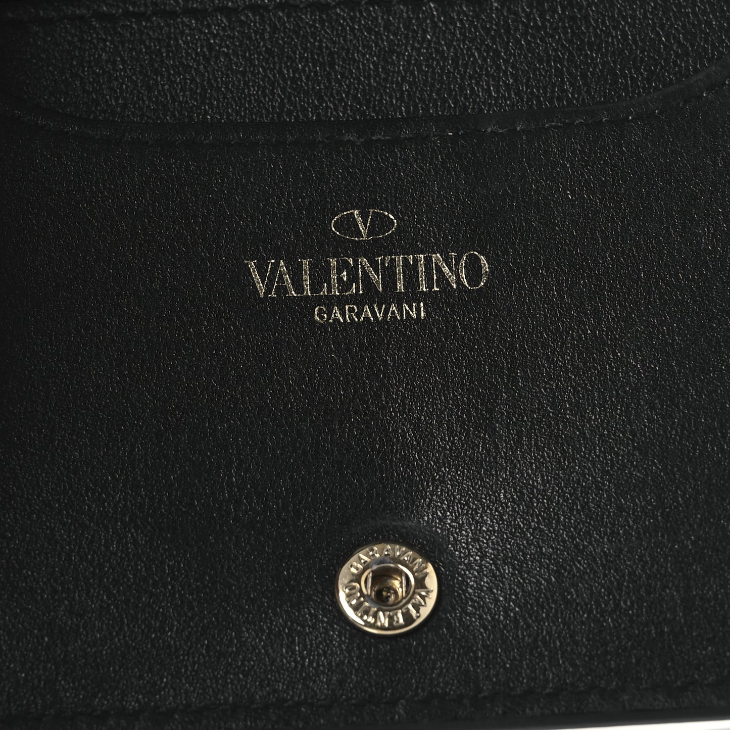 Calfskin Rockstud Bi-Fold Organizer Wallet Black