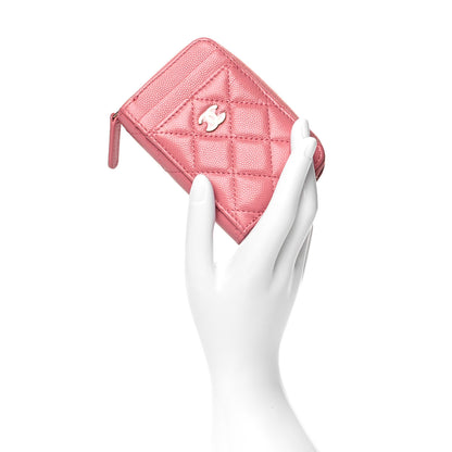 Chanel Caviar Quilted Zip Card Holder Pink 2 of 8