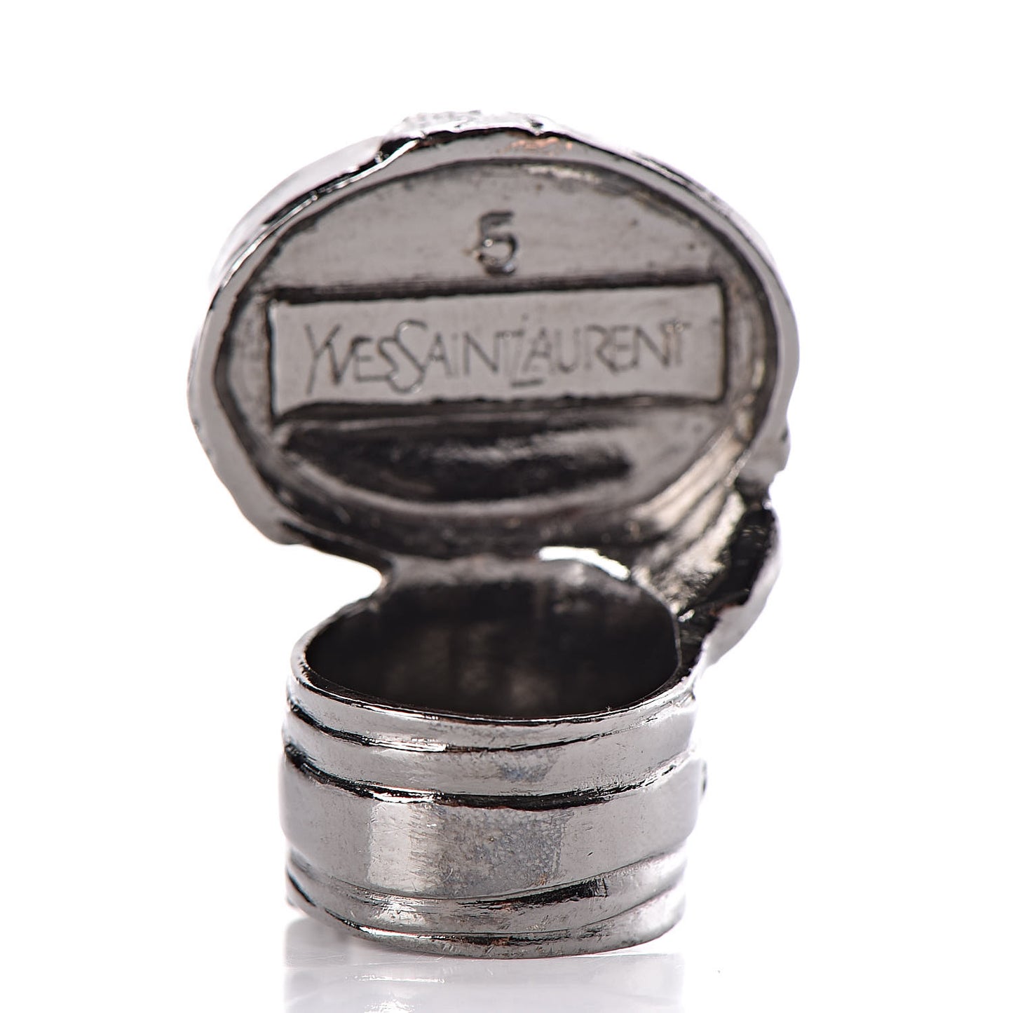 Glass Cabochon Gunmetal Arty Ovale Ring 5 Black