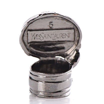 Saint Laurent Glass Cabochon Gunmetal Arty Ovale Ring 5 Black 3 of 4