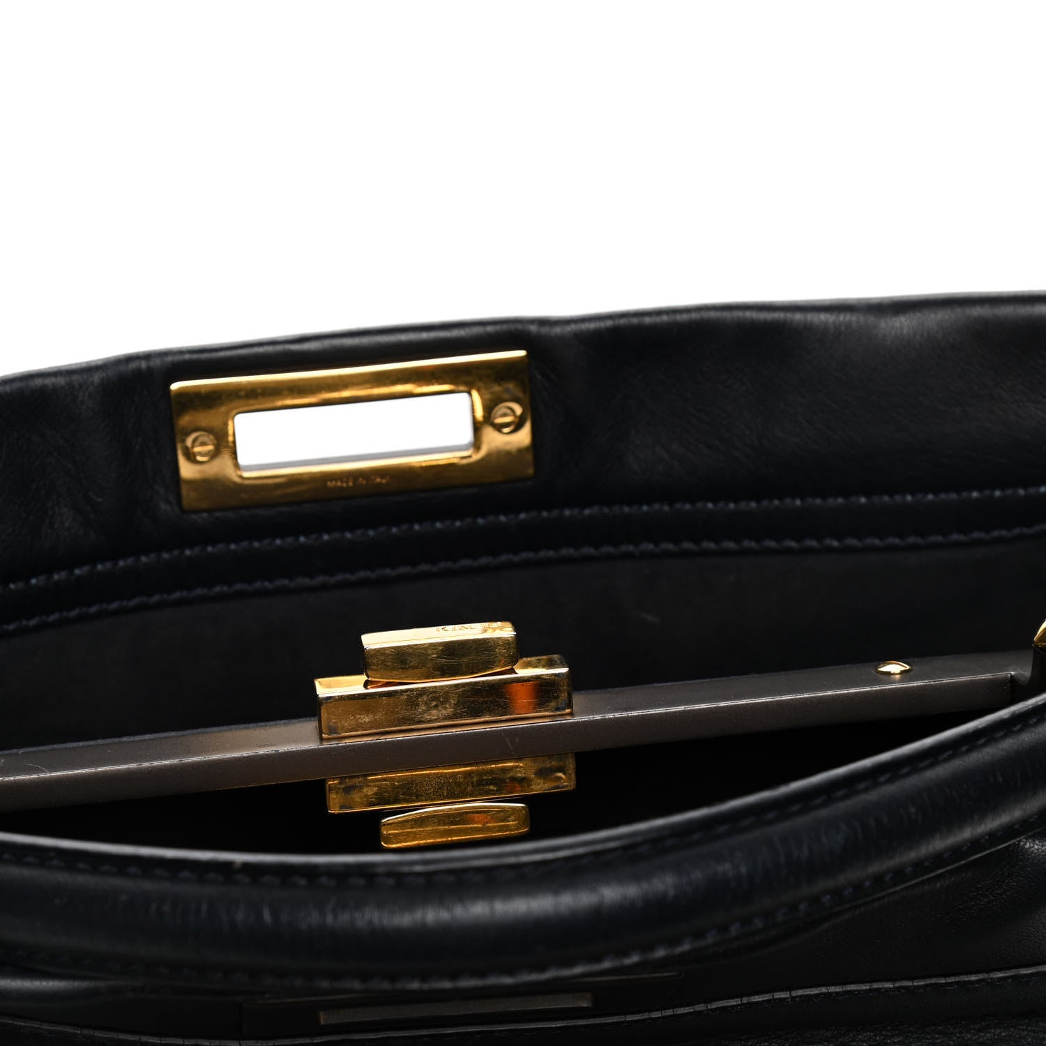 Fendi Vitello Dolce Marmol Large Peekaboo Iconic Satchel Blue Notte 6 of 6
