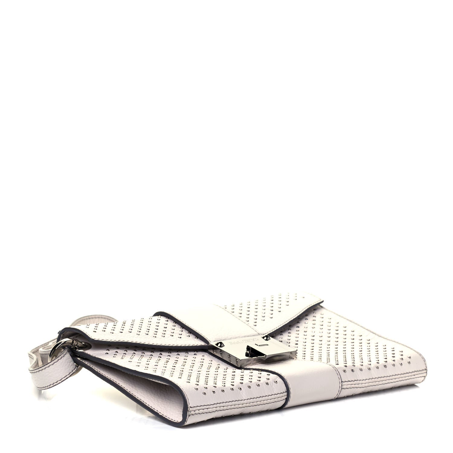 Jimmy Choo Calfskin Studded Rivera Flap Clutch White 4 of 9