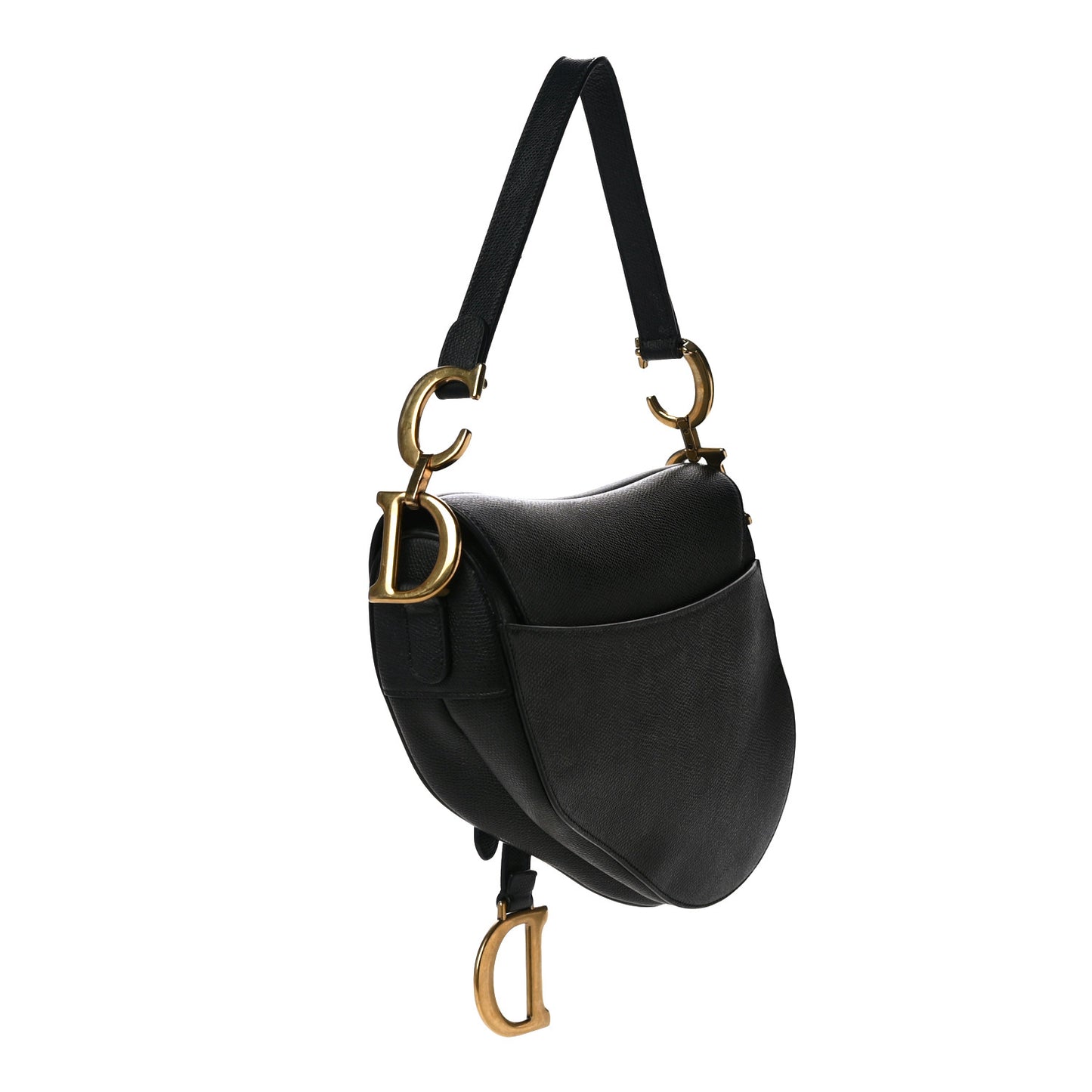 Grained Calfskin Saddle Bag Black