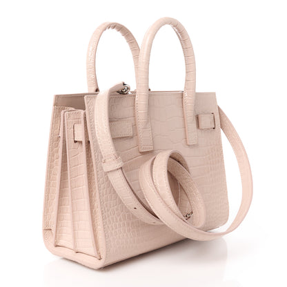 Saint Laurent Calfskin Crocodile Embossed Nano Sac De Jour Rose Antic 3 of 10